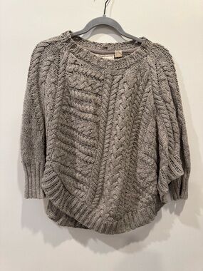 Angel Of The North (Anthropologie) Cable Knit Scoop Neck Sweater - Gray